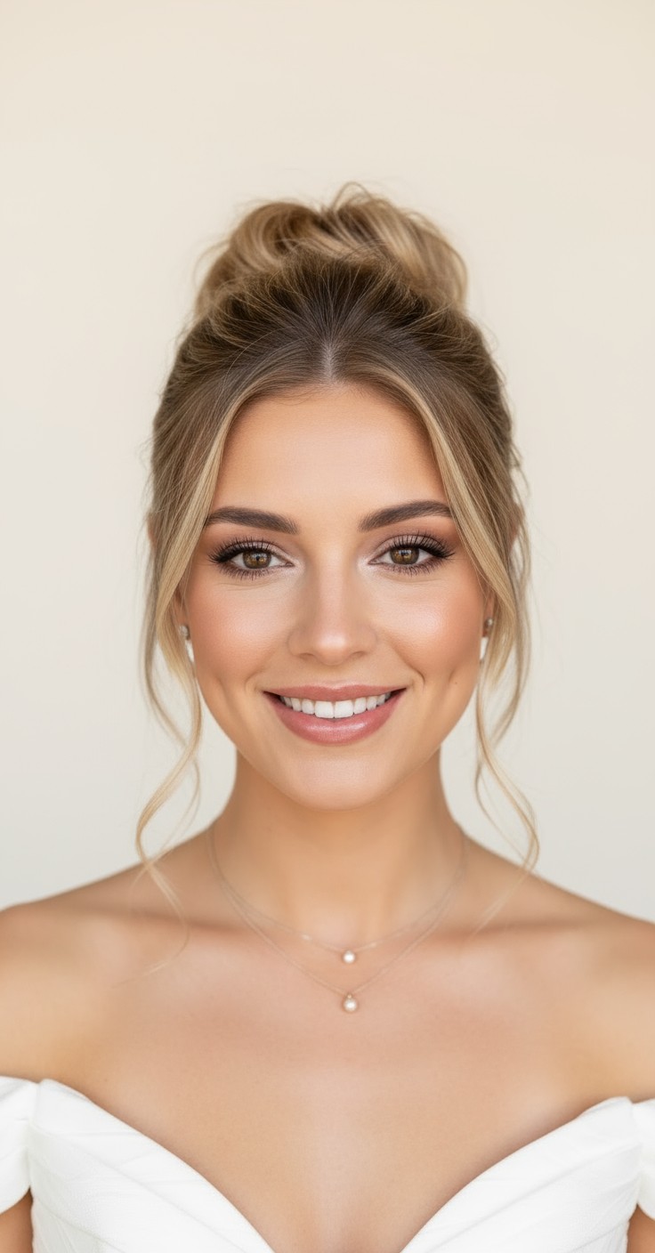 After Loose Messy Bun Wedding